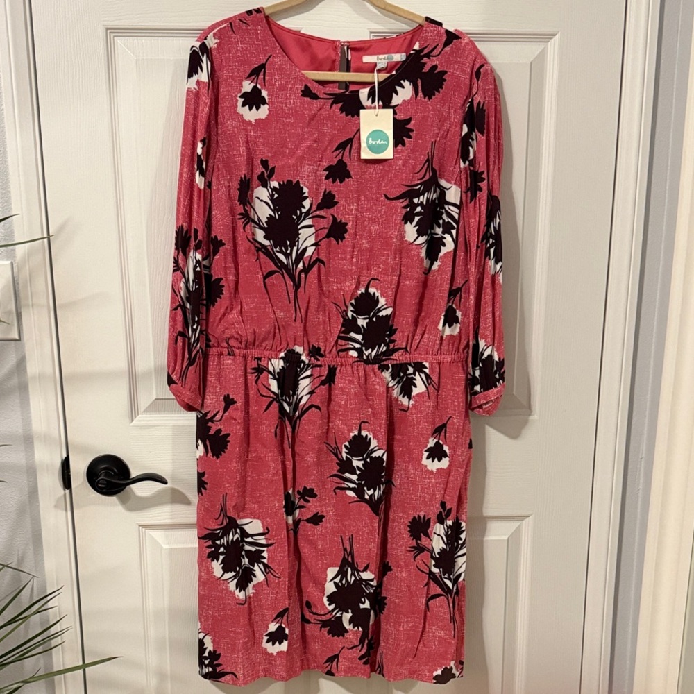 BODEN JODIE Floral Pink Dress 18L NWT
